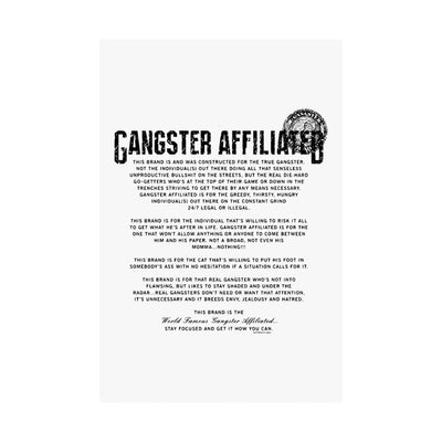 Gangster Affiliated Anthem Poster Matte Poster - Monochrome Home Decor