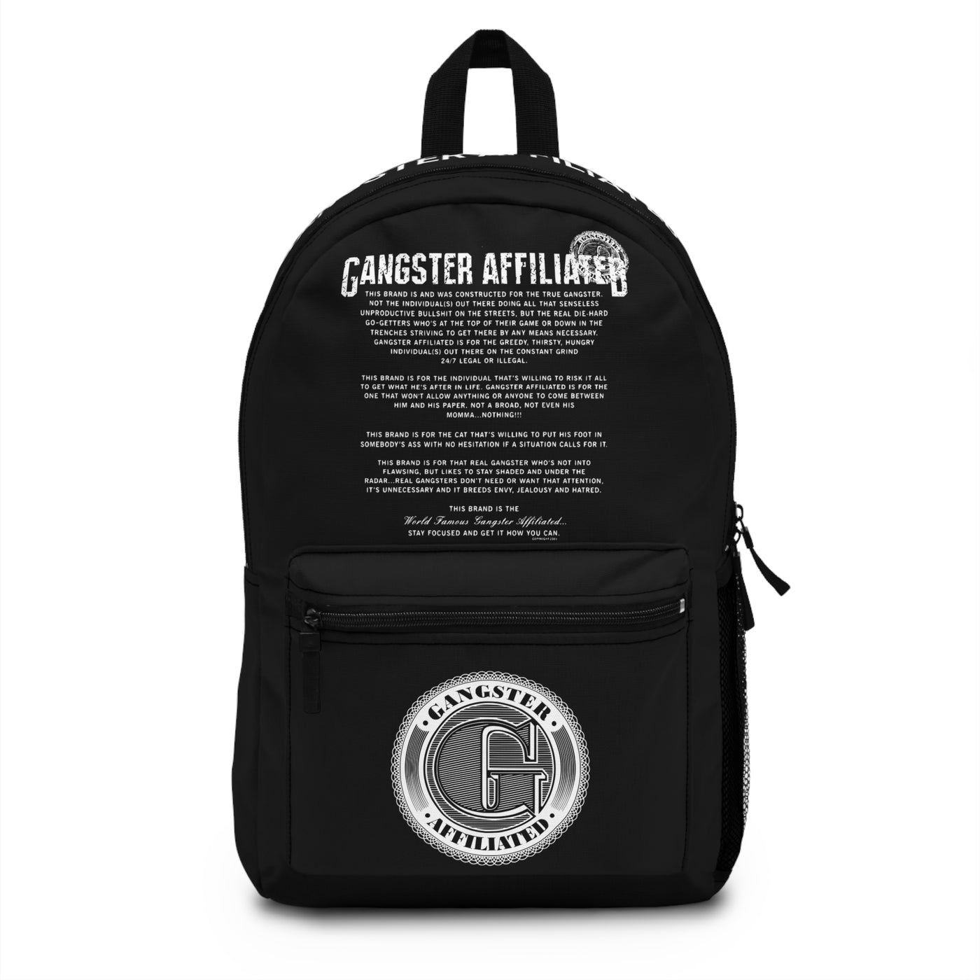 Gangster Affiliated "Creed" Black Backpack