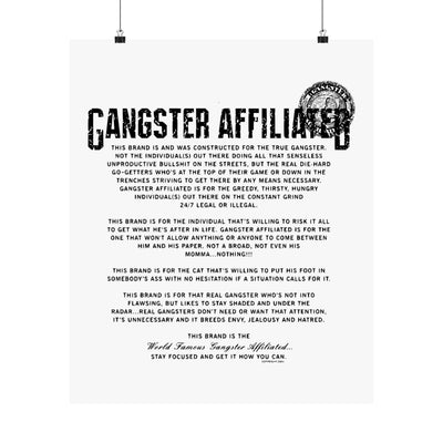 Gangster Affiliated Anthem Poster Matte Poster - Monochrome Home Decor