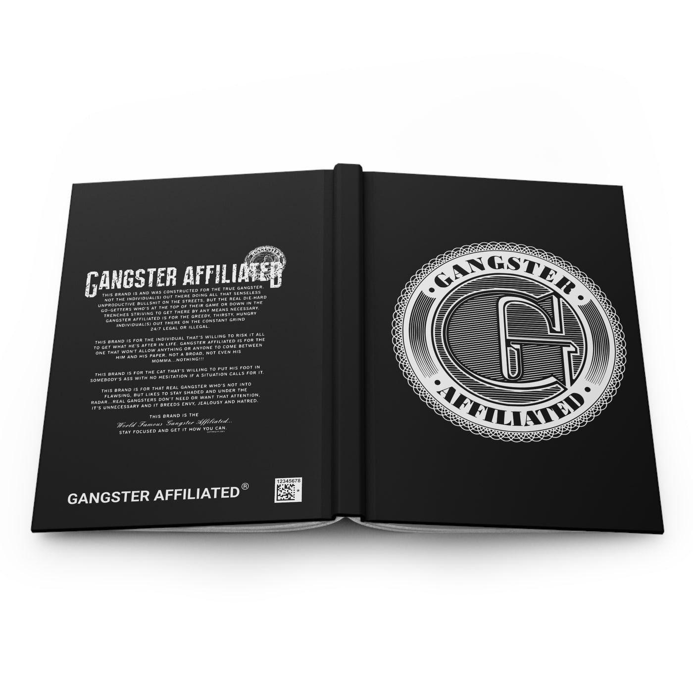 Gangster Affiliated Big "G" Monogram Logo Hardcover Journal Matte
