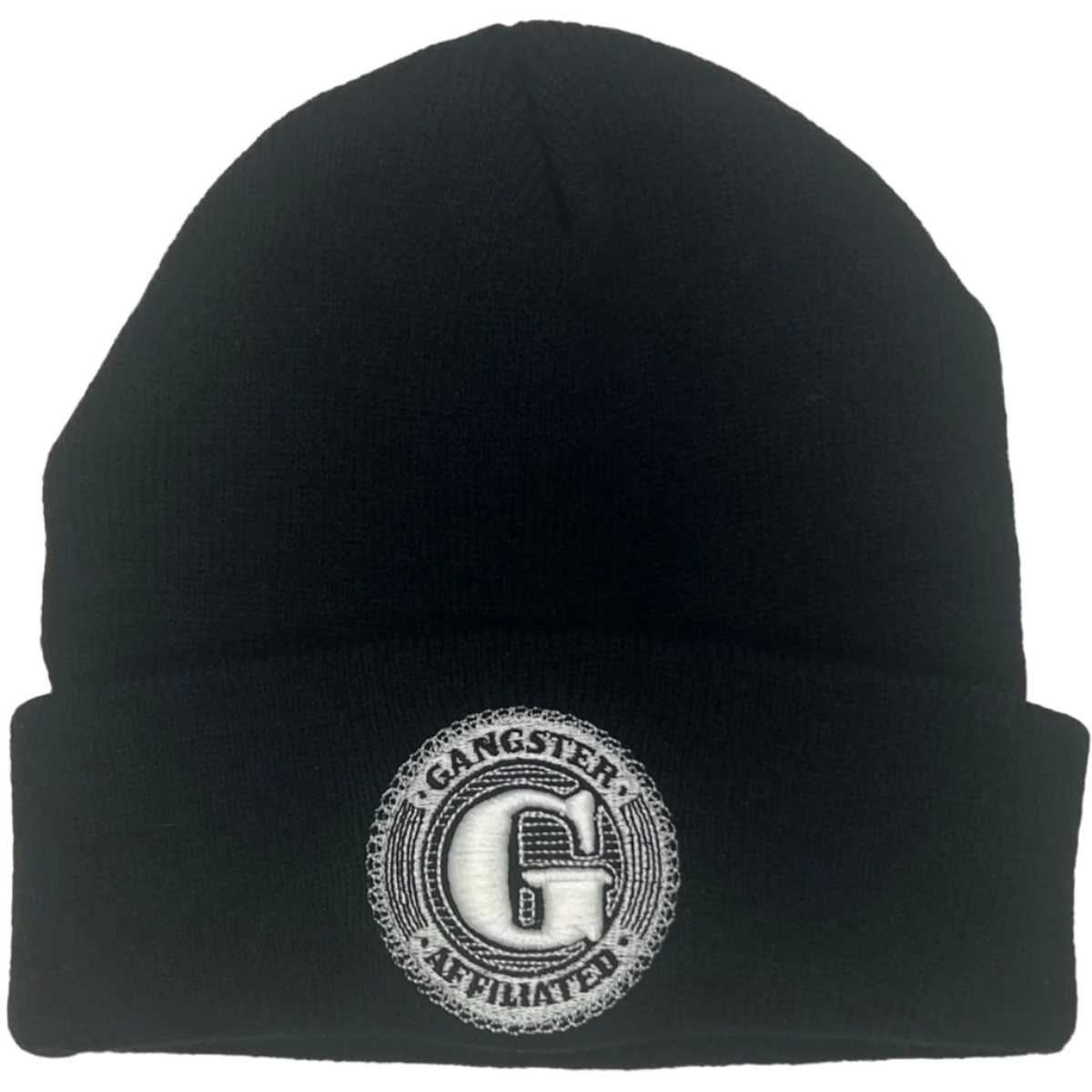 Gangster Affiliated Embroidered Big "G" Logo Monogram Black Beanie