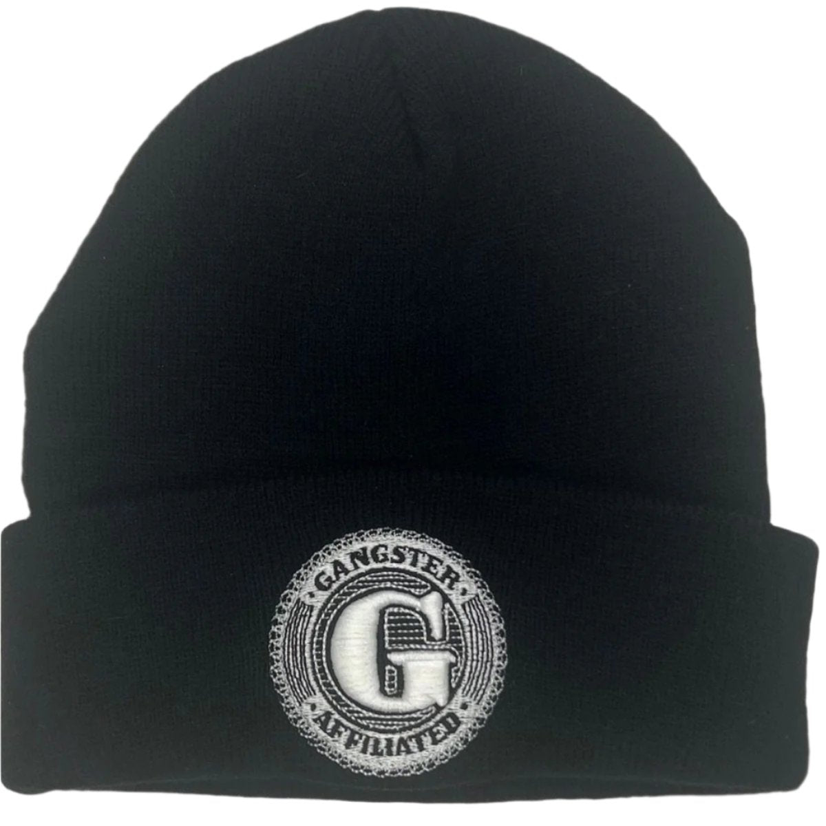 Gangster Affiliated Embroidered Big "G" Logo Monogram Black Beanie