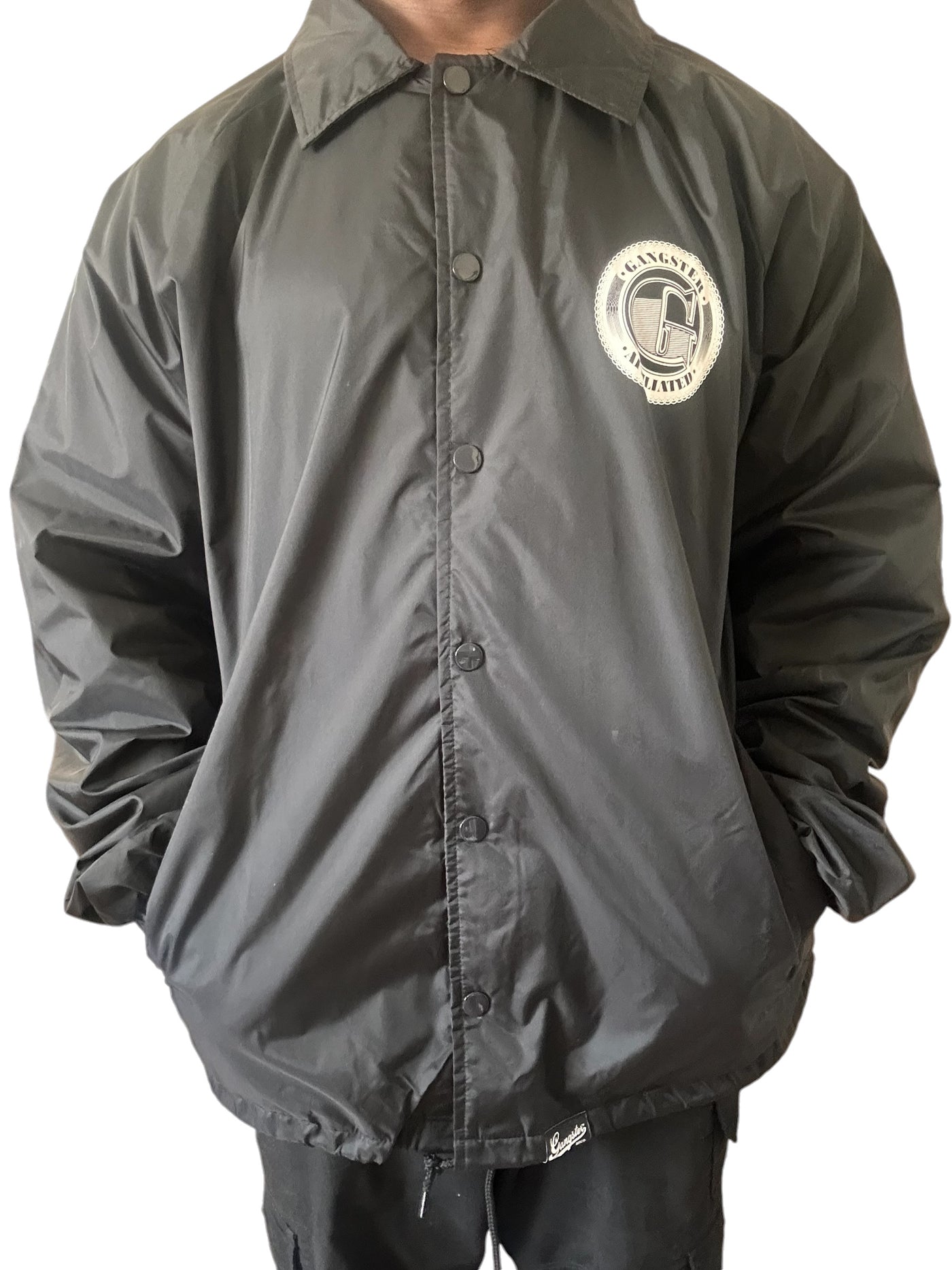 Gangster Affiliated  OG Coach Jacket (Black) With Big "G" Logo Monogram