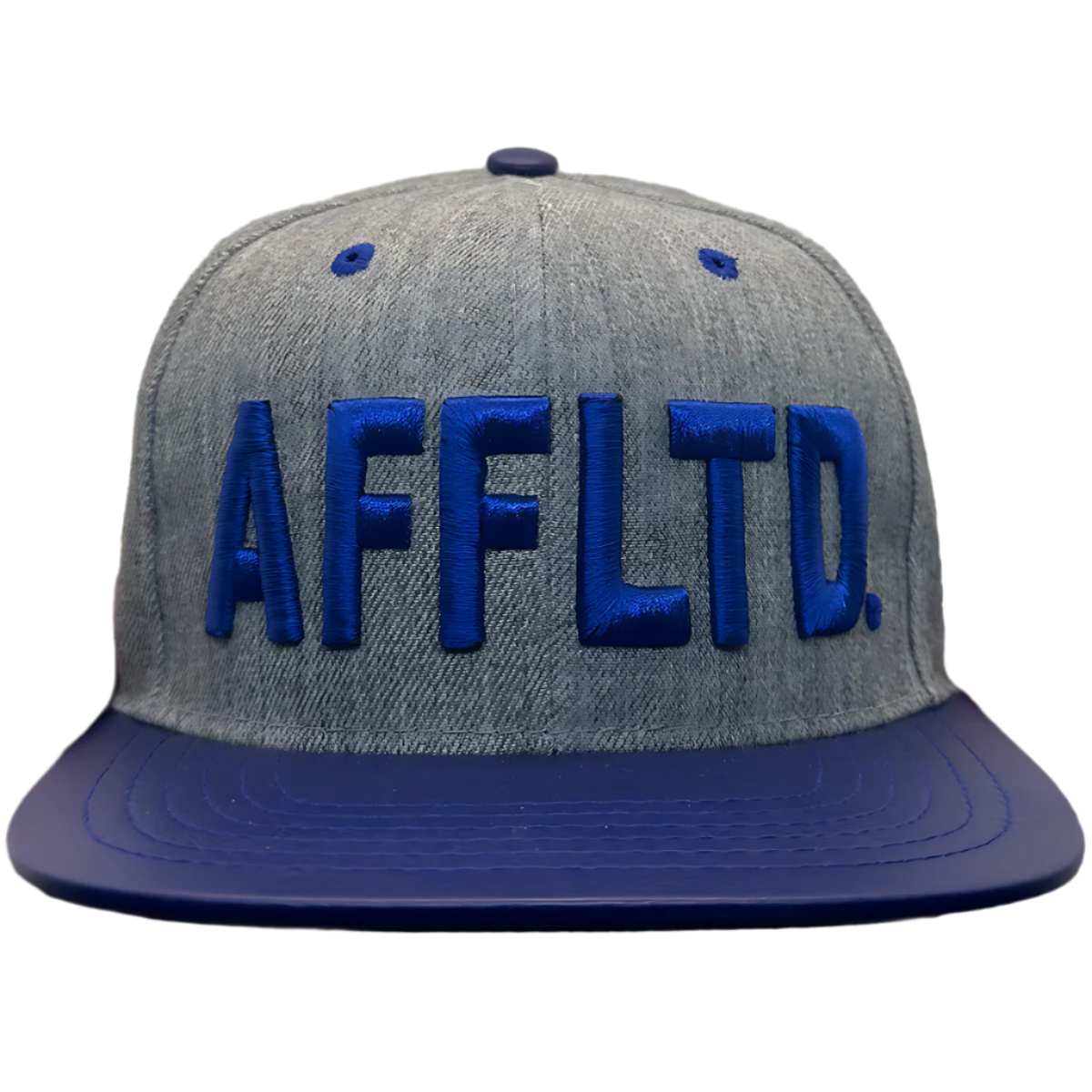 Gangster Affiliated Embroidered Grey w/Blue "AFFLTD" Snapback