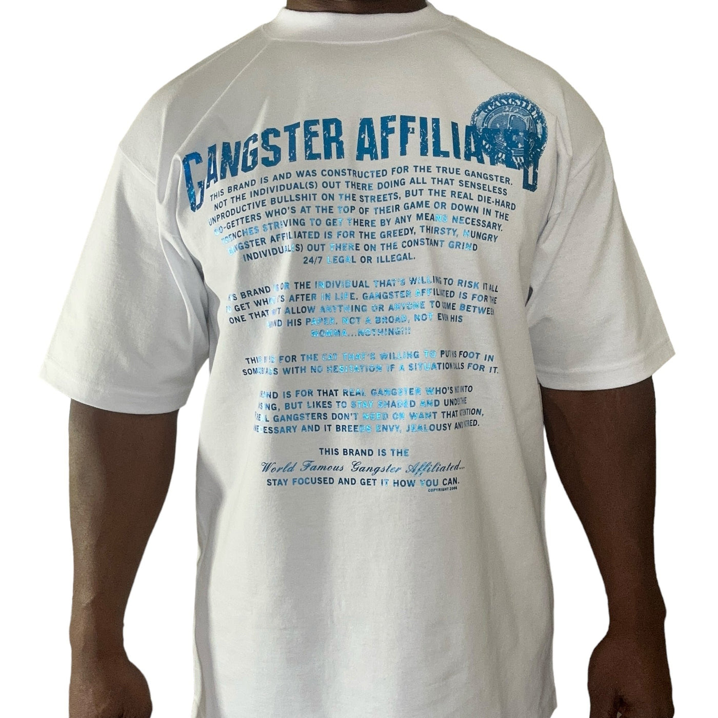 Gangster Affiliated "Creed" Turquoise Blue Foil T-Shirt