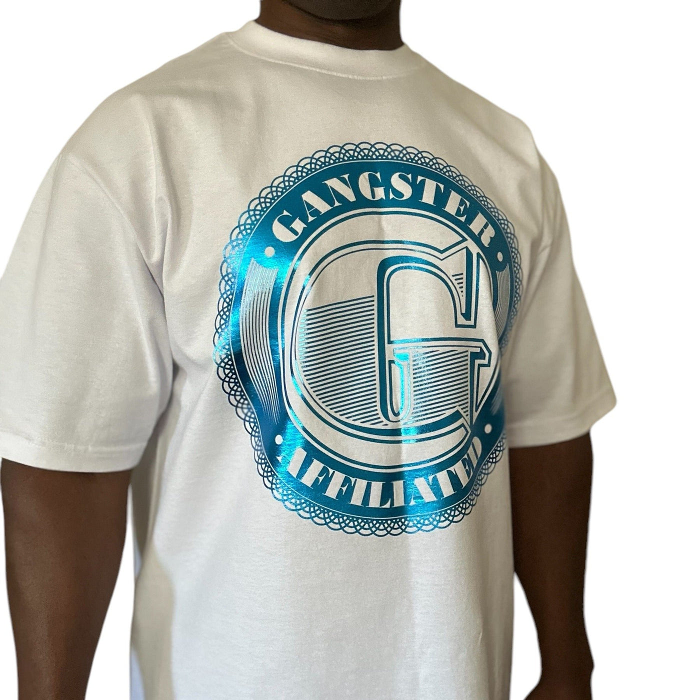 Gangster Affiliated Big "G" Monogram Turquoise Foil T-Shirt