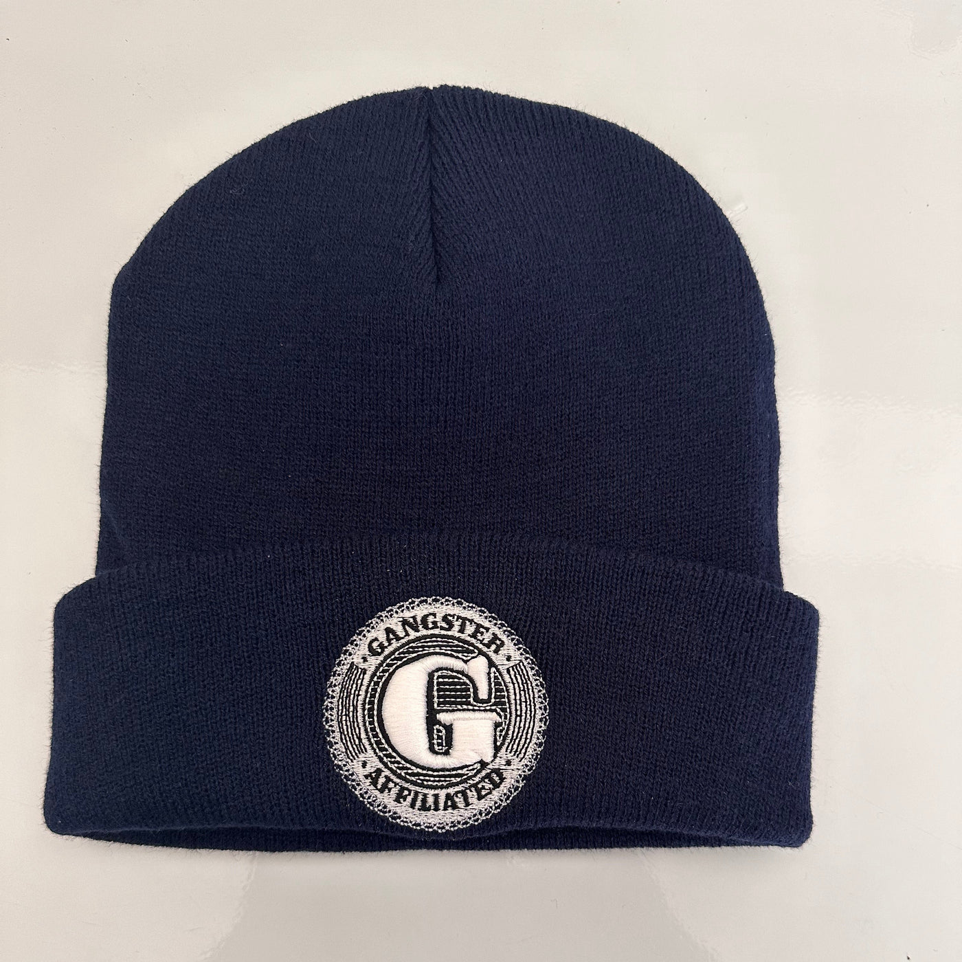 Gangster Affiliated Embroidered Big "G" Monogram Logo Navy Blue Beanie