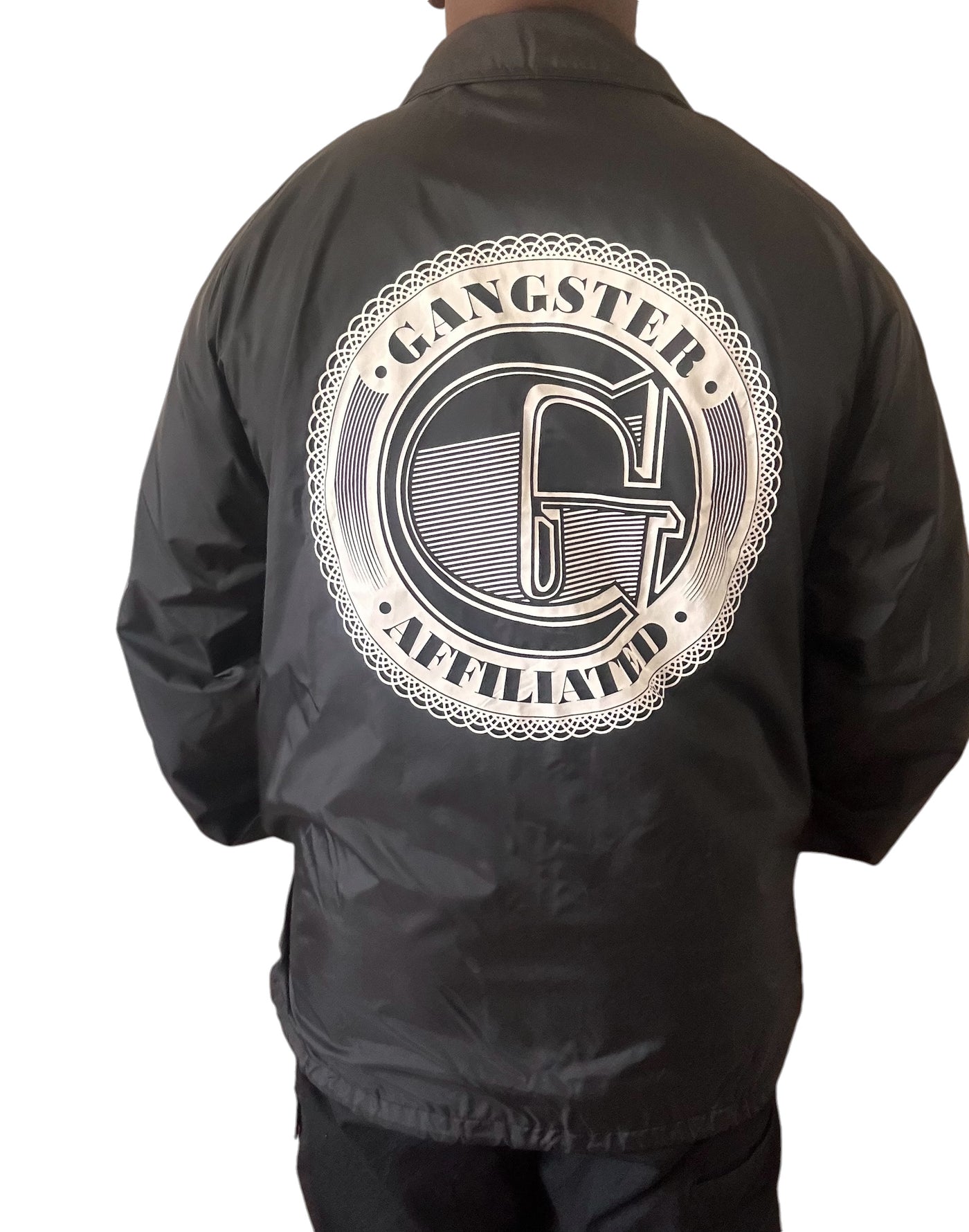 Gangster Affiliated  OG Coach Jacket (Black) With Big "G" Logo Monogram