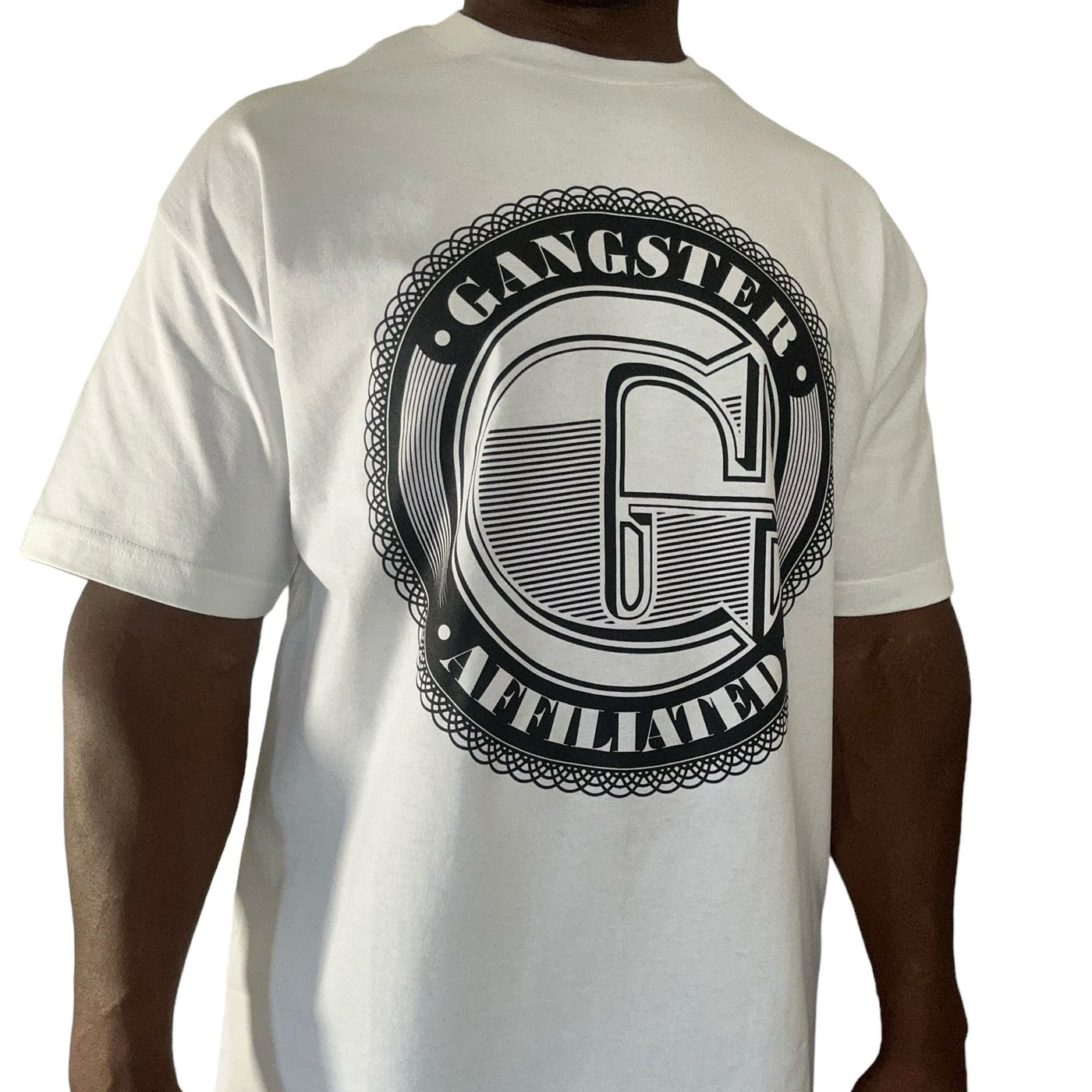 Gangster Affiliated Screen printed Big "G" Black Logo Monogram T-Shirt