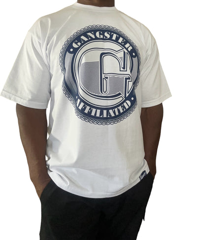 Gangster Affiliated Screen Printed  Big "G" Logo Monogram Navy Blue T-Shirt