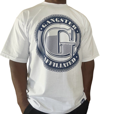 Gangster Affiliated Screen Printed  Big "G" Logo Monogram Navy Blue T-Shirt