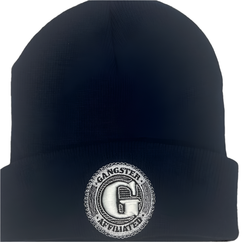 Gangster Affiliated Embroidered Big "G" Logo Monogram Navy Beanie