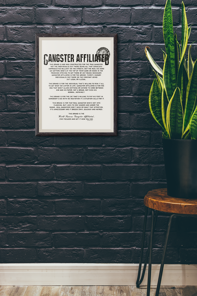 Gangster Affiliated Anthem Poster Matte Poster - Monochrome Home Decor